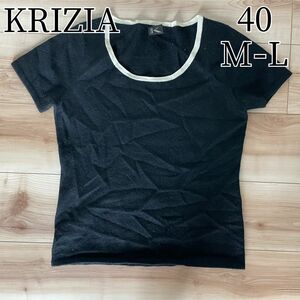 KRIZIAクリツィア 40 半袖ニット 黒 ブラック M L 三陽商会 丸首