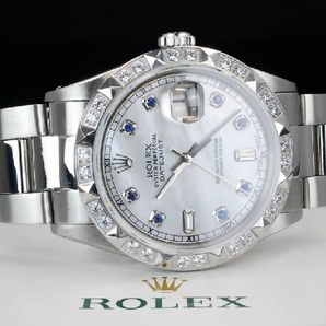 超美品 OH済修理2年保証 デイトジャスト ROLEX 36mm 8+2P 天然サファイア/ダイヤ Ref.1601の画像8