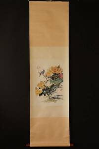 Art hand Auction Tableau chinois de fleurs et d'oiseaux à suspendre par Tasekō, peinture peinte à la main 243, Peinture, Peinture japonaise, Fleurs et oiseaux, Faune