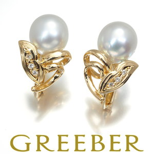 tasaki earrings pearl White Butterfly pearl 10.8mm diamond flower K18YG BLJ