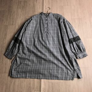 100 jpy start 0 AMERICAN HOLIC american Hori k band color check tunic oversize blouse pull over 