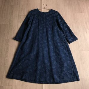 100円スタート☆ unrobe 花柄　リネンレーヨンブレンド　ワンピース