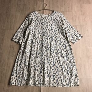 100 jpy start * self service self service linen rayon Blend floral print no color tunic One-piece 