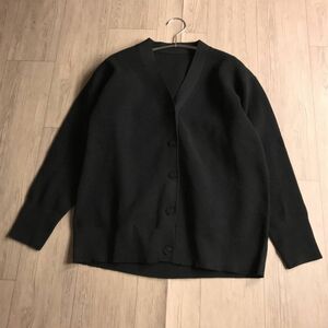 100 jpy start * Muji Ryohin MUJI cardigan poly- knitted black front opening 