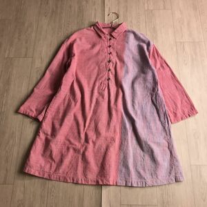 100 jpy start 0 grape gray p Yokohama origin block asimeto Lee stylish design weave cloth tunic blouse 