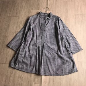 100円スタート□ grape グレープ　横浜元町　ストライプ　織り生地　ブラウス　チュニック