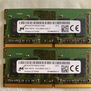 micron 1RX16 PC4 21300 DDR4 2666V 4GBX2枚セット（8GB)③