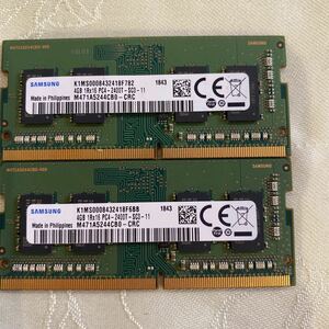 SAMSUNG DDR4 19200 1RX16 PC4 2400T 4GBX2枚セット(8GB)⑤