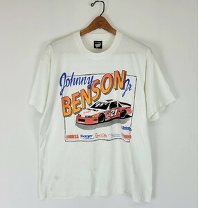 90s USA製 Nascar JohnnyBenson プリントTシャツ XL 90年代 アメリカ製 スクリーンスター ナスカー シボレー Chevrolet ビンテージ 白