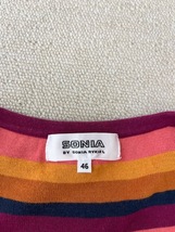 (J03772) ソニアバイソニアリキエル/SONIA by SONIA RYKIEL ボーダー　ストーン　半袖カットソー　大きいサイズ　46_画像2