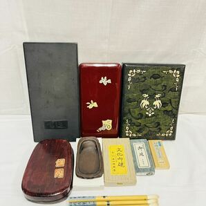 SG-046／高級 彩色筆 硯箱 書道具箱 書道具 大量set☆中古品☆の画像1