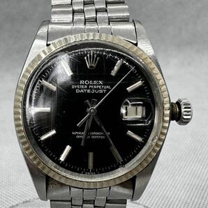 超希少 アンティーク 1967年代 ROLEX ロレックス オイスターパーペチュアル デイトジャスト 1601 SS×WG 黒文字盤 シルバーラメ文字の画像1