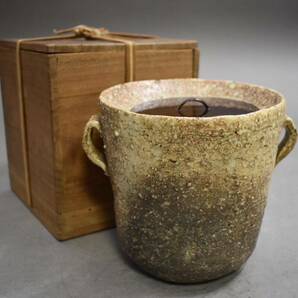【英】A928 時代 信楽水指 日本美術 信楽焼 茶道具 骨董品 美術品 古美術 時代品の画像1