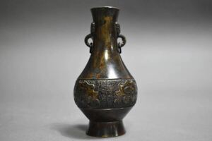 【英】A1075 時代 古銅花入 中国美術 朝鮮 日本 銅製 銅器 花器 花入 骨董品 美術品 古美術 時代品 古玩