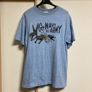 【美品】WAREHOUSE ウエアハウス Lot.4096 GO NAVY ARMY 杢クルーネックTシャツ ブルー Mサイズ 88/12