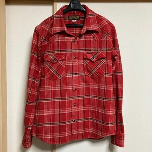【極美品】IRON HEART アイアンハート ウエスタンシャツ ヘビーネルシャツ 赤チェック Lサイズ