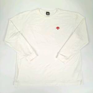 L DESCENTE デサント Ｔシャツ ホワイト ワンポイント 丸首 長袖 リユース ultramto ts2043