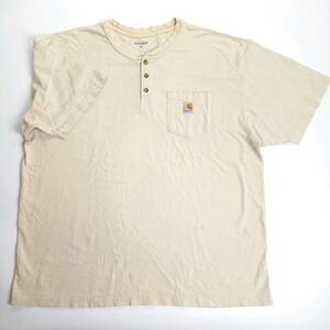 XL Carhartt Tシャツ 無地 ヘンリーネック ベージュ 半袖 リユース ultramto ts2160
