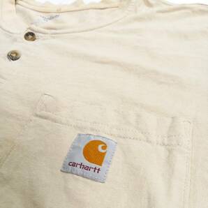 XL Carhartt Tシャツ 無地 ヘンリーネック ベージュ 半袖 リユース ultramto ts2160の画像5