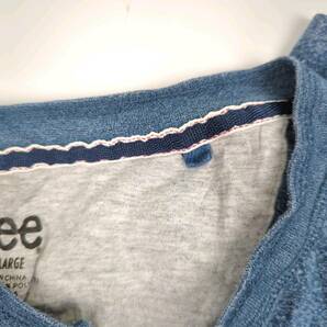 XXL Lee リー Tシャツ ヘンリーネック 丸首 デニム風 ブルー 半袖 リユース ultramto ts2184の画像6