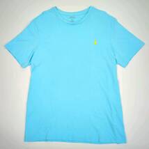 XL POLO RALPH LAUREN ポロラルフローレン Tシャツ ロゴ 丸首 薄手 ライトブルー 半袖 リユース ultramto ts2193_画像1