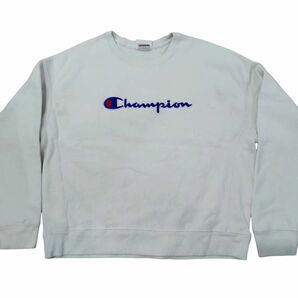 復刻 チャンピオン アメカジ XL ロゴワッペン 青タグ スウェット トレーナー ロゴ SWEAT ホワイト　champion