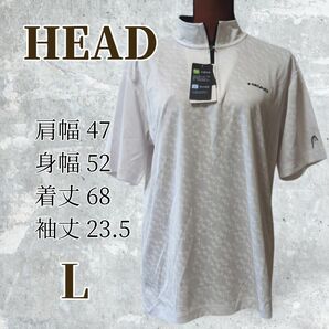 新品タグ付き【HEAD】総柄ドライポロシャツ 吸汗速乾 防臭 ハーフジップ