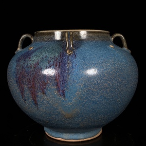 vy4|7169 China antique human national treasure ceramic art porcelain [ Song . kiln four series can. ] handicraft glazed pottery blue flower . ceramic art ornament .. goods 