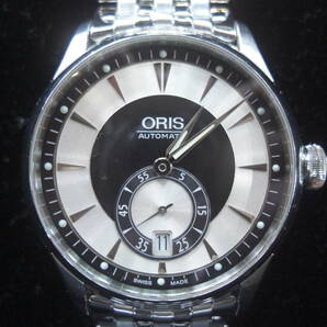 ♪ 稼動品 ORIS オリス 7582 アートリエ 裏スケ 自動巻き 30M防水 デイト 純正ブレス メンズ腕時計の画像1