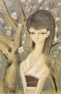 # higashi . blue .[ plum. . woman ] lithograph autograph autograph edition equipped 