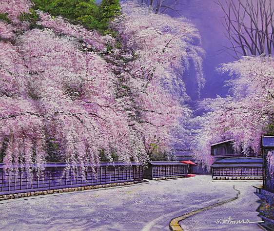 ■ Yukio Kimura ■ Saiwa-kai [Fleurs de cerisiers à Kakunodate] Peinture à l'huile n°10 Signée à la main Authenticité garantie *Montant neuf, peinture, peinture à l'huile, Nature, Peinture de paysage