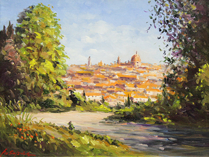 Art hand Auction ■Hiroshi Kusakabe■Hokokai [Distant View of Florence] Oil Painting No. 6 Hand Signed Authenticity Guaranteed, painting, oil painting, Nature, Landscape painting
