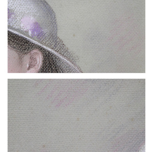 ■徳田宏行■ 【白い花帽子】 パステル 10号 直筆サイン 真作保証有りの画像7