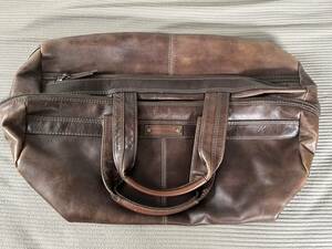 * Takeo Kikuchi leather Boston bag dark brown shoulder with strap . original leather used *