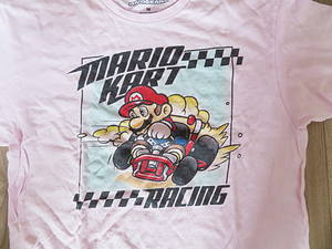 スーパーマリオ　Tシャツ　Mサイズ　薄いピンク　MARIO　Mario Kart マリオカート
