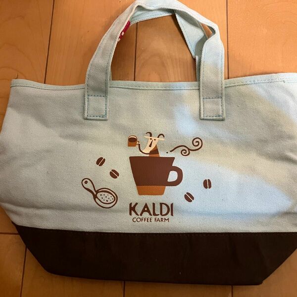 ★新品未使用★KALDIカルディ山羊柄トートバッグのみ(コーヒー福袋) 水色系 