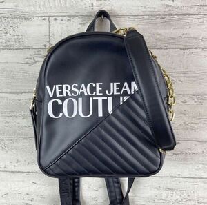  ultimate beautiful goods Versace jeans kchu-ru rucksack 2way gold chain black backpack top class leather 