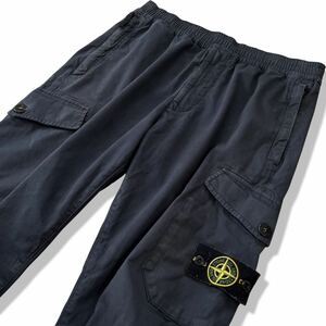 【2020AW】STONE ISLAND ガーメントダイ コットン カーゴパンツ ネイビー/紺 M テーパード ジョガーパンツ コンパスロゴ ルーマニア製