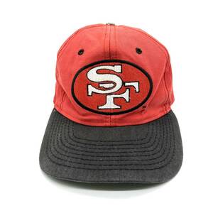 【90s】NFL SAN FRANSISCO 49ers 2トーンロゴキャップ 6パネル ストラップバック アメフト ワッペンロゴ ヴィンテージキャップ 帽子