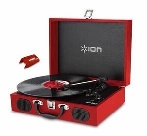 即決◆新品◆送料無料ION AUDIO VINYL TRANSPORT Red + PT01RS1 ポータブル トランク型 レコードプレーヤー/純正交換針(1個)セット