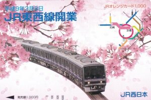 JR東西線開業　JR西日本オレンジカード