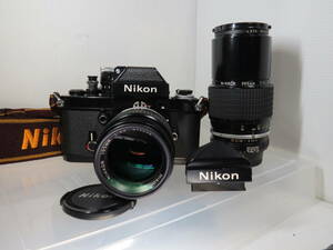 ★美品★Ｎｉｋｏｎ Ｆ２ フォトミックＡ★ブラックボディー 空シャッターＯＫ！　ＮＩＫＫＯＲ 105/200ｍｍレンズ・アイレベル ＤＥ-1付　