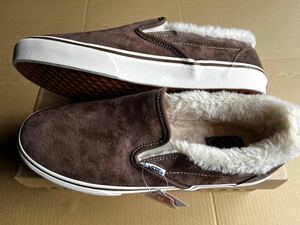 ★VANS V98CF FUR SLIP ON FUR スリッポン 28.5 スニーカー USA 10.5 28 スエード フェイクファー 暖かい 靴 シューズ バンズ ブラウン 茶