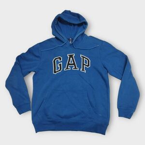 2017年製 GAP ギャップ ワッペンロゴ プルオーバー パーカー 濃ブルー S