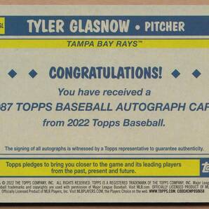 【タイラー・グラスナウ】直筆サインカード 2022 TOPPS '87 AUTOGRAPH / グラスノー / ドジャース / 大谷翔平の同僚【TYLER GLASNOW】の画像2