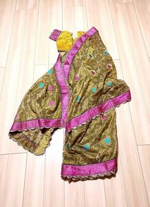 サリー インド民族衣装 サリー本体・ブラウス ・インスカートの３点セット 直ぐに着られます