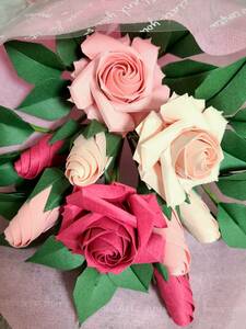1 start! origami hand made rose. bouquet . enough VERSION pink series 