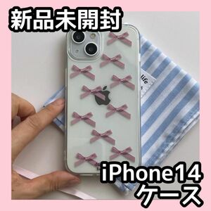 【新品未開封】 iPhone14 ケース リボン かわいい 人気 韓国 スマホケース iPhoneケース ピンク iPhone