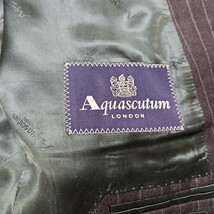 Aquascutum　アクアスキュータム　スーツ　セットアップ　グレー　ストライプ　総裏　裏地　緑　ビジネス　大きいサイズ　XLサイズ　2B_画像6