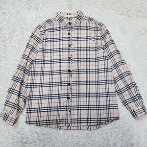 BURBERRY　バーバリーズ 長袖 長袖シャツ シャツ ネルシャツ チェック柄　ノバチェック　レディース　Mサイズ 古着　ロゴボタン